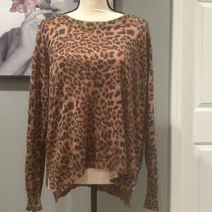 Vici Leopard Print Lightweight Pullover Sweater with size zippers